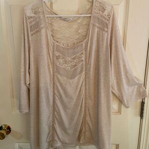 Lace Accent Beige Top